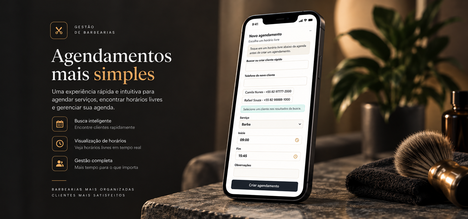 Interface de agenda e gestão para barbearia